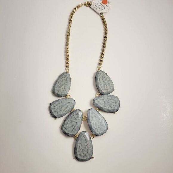 Pick your Plum gold tone & blue stone necklace - Picture 2 of 3